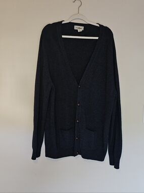 L.L. Bean Vintage Cardigan Grandpa Sweater 100% Lambswool Scotland Large Tall